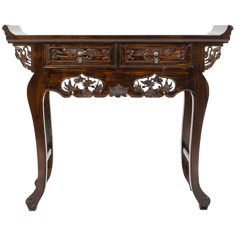 Консоль деревянная в Китайском стиле с 2-мя ящиками Chinese Dragon Console Коричневый Консоль деревянная в Китайском стиле с 2-мя ящиками Chinese Dragon Console Коричневый в Тюмени | Loft Concept