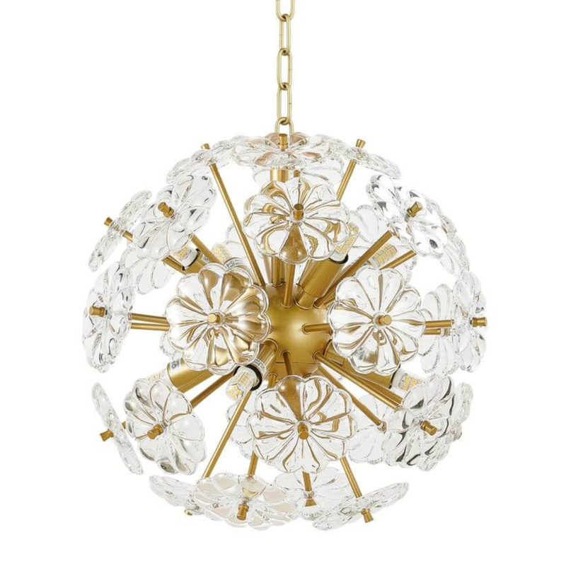 Люстра Glass Flowers Sputnik Chandelier D 32 матовое золото Прозрачное Стекло Люстра Glass Flowers Sputnik Chandelier D 32 матовое золото Прозрачное Стекло в Тюмени | Loft Concept