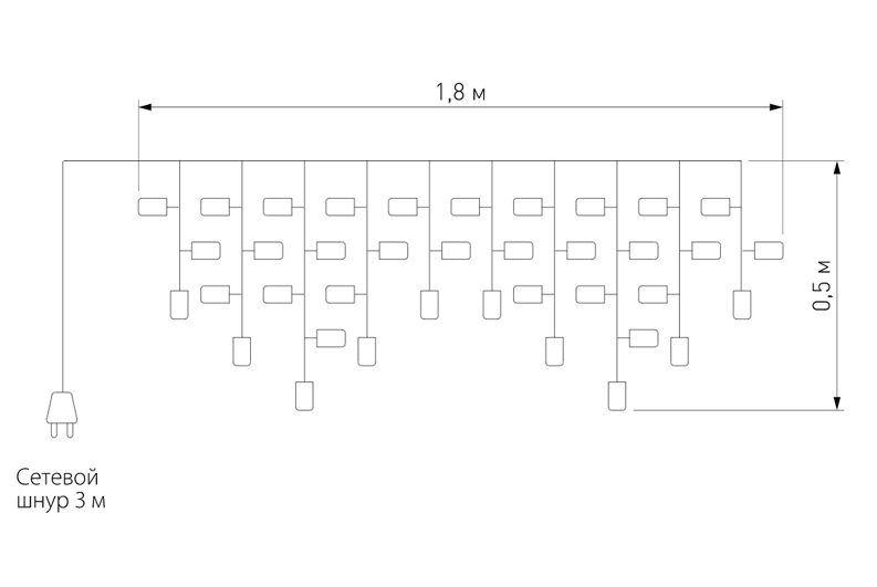 Гирлянда Бахрома с Цветными светодиодами в Тюмени