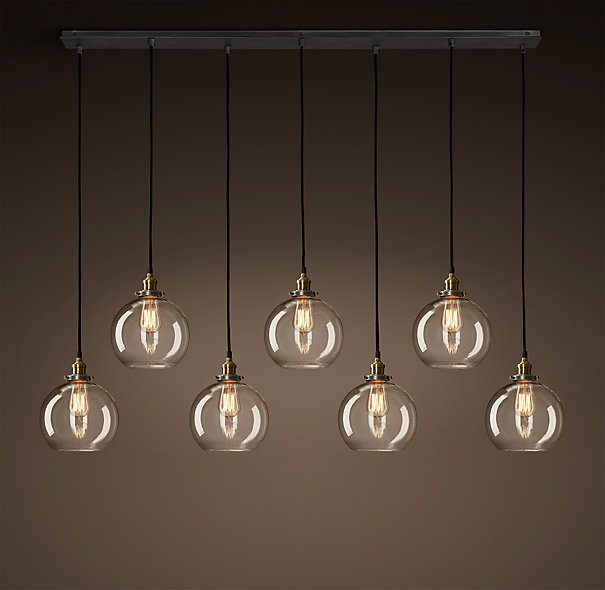 Подвесной светильник Loft Clear Glass Sphere Cloche 7 Черный в Тюмени | Loft Concept 