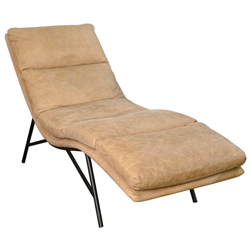 Кушетка Aimeric Leather Chaise Longue Бежевый Черный Кушетка Aimeric Leather Chaise Longue Бежевый Черный в Тюмени | Loft Concept