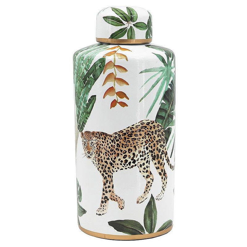 Ваза фарфоровая с ручной росписью Leopard Collection Белый Мульти Ваза фарфоровая с ручной росписью Leopard Collection Белый Мульти в Тюмени | Loft Concept