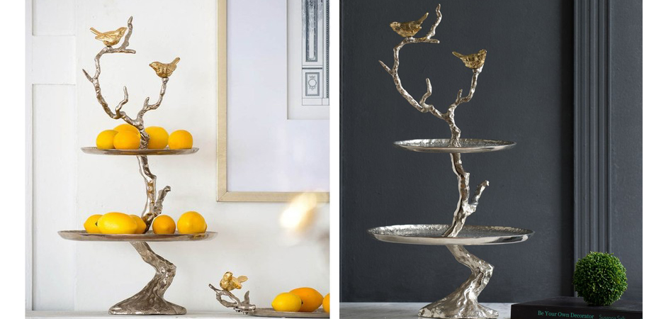 Блюдо двухъярусное Birds on Branches silver Блюдо двухъярусное Birds on Branches silver - Loft-Concept в Тюмени