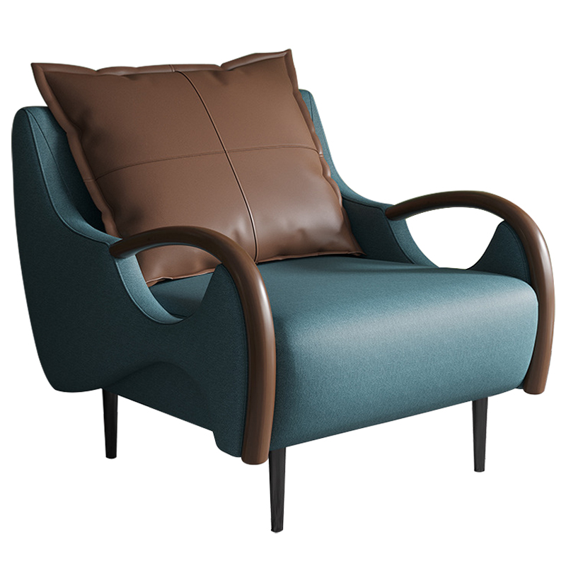 Кресло Oliwier Blue Armchair Синий Коричневый Кресло Oliwier Blue Armchair Синий Коричневый в Тюмени | Loft Concept