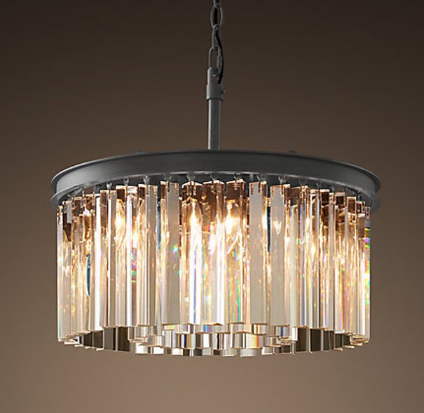 Люстра RH Rhys Clear Glass Prism Round Chandelier 40 Черный Люстра RH Rhys Clear Glass Prism Round Chandelier 40 Черный в Тюмени | Loft Concept