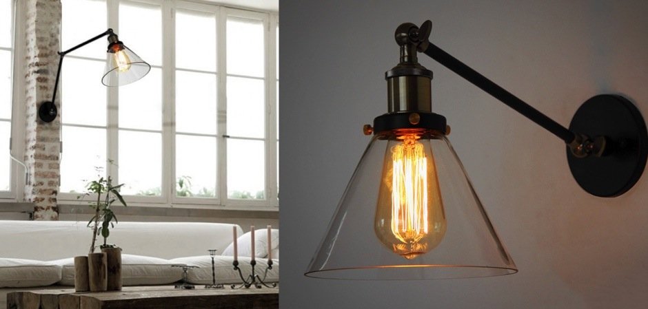 Бра Gloce Cone Shade Loft Industrial Glass Бра Gloce Cone Shade Loft Industrial Glass - Loft-Concept в Тюмени