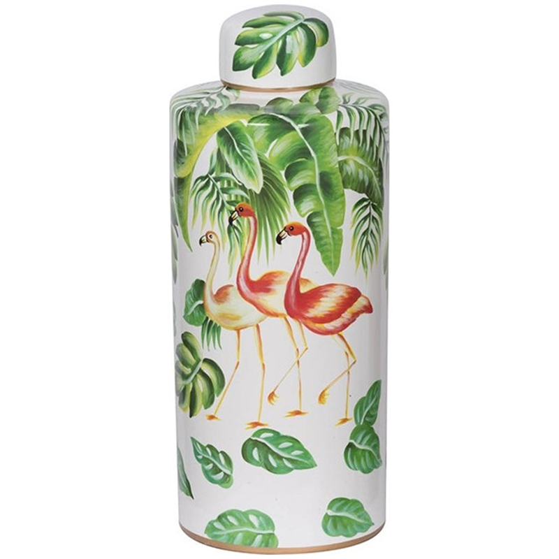 Ваза с крышкой Three Flamingos Green White Vase Белый Зеленый Красный Ваза с крышкой Three Flamingos Green White Vase Белый Зеленый Красный в Тюмени | Loft Concept