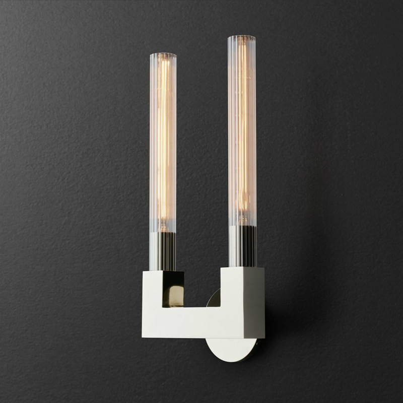 Бра RH CANNELLE wall lamp DOUBLE Sconces Chrome Хром Прозрачное Стекло Бра RH CANNELLE wall lamp DOUBLE Sconces Chrome Хром Прозрачное Стекло в Тюмени | Loft Concept