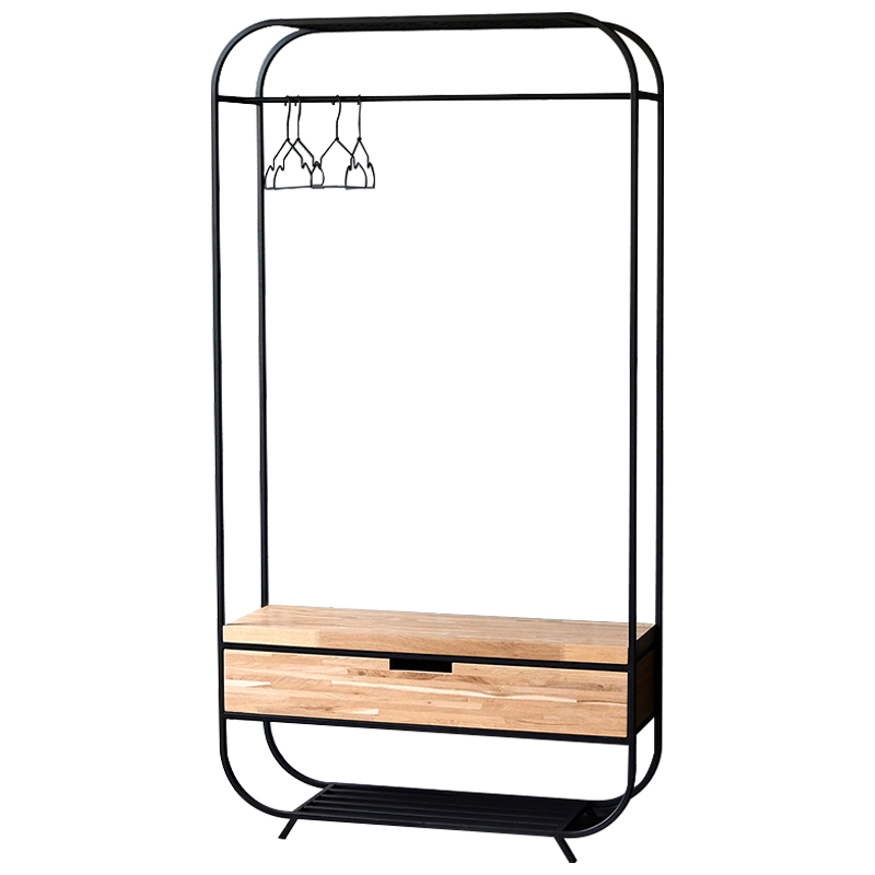 Рейл с выдвижным ящиком Ewing Industrial Metal Rust Clothes Rail Черный Светлый дуб Рейл с выдвижным ящиком Ewing Industrial Metal Rust Clothes Rail Черный Светлый дуб в Тюмени | Loft Concept