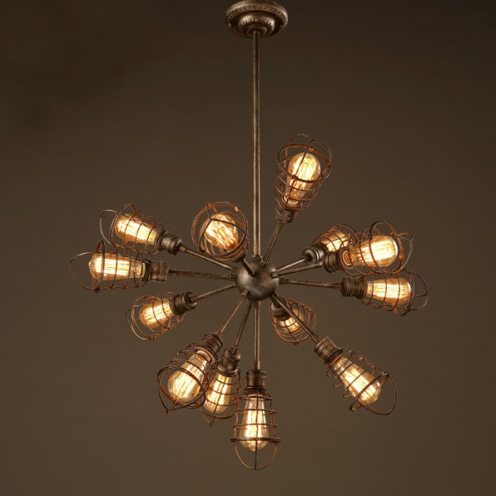 Люстра Loft Industrial Sputnik 13 Retro Коричневый винтаж Люстра Loft Industrial Sputnik 13 Retro Коричневый винтаж в Тюмени | Loft Concept