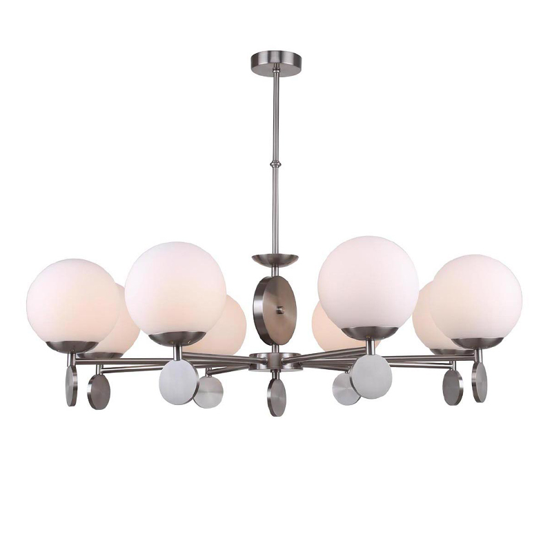 Люстра Kyran Nickel Chandelier 8 Никель Белый Люстра Kyran Nickel Chandelier 8 Никель Белый в Тюмени | Loft Concept