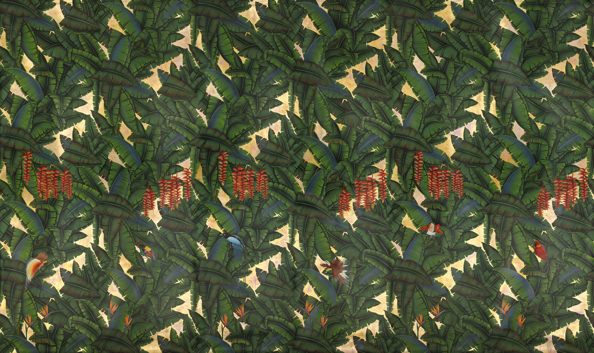 Обои ручная роспись Palms Gaugin on Deep Rich Gold gilded paper with pearlescent antiquing Обои ручная роспись Palms Gaugin on Deep Rich Gold gilded paper with pearlescent antiquing - постер Loft-Concept в Тюмени