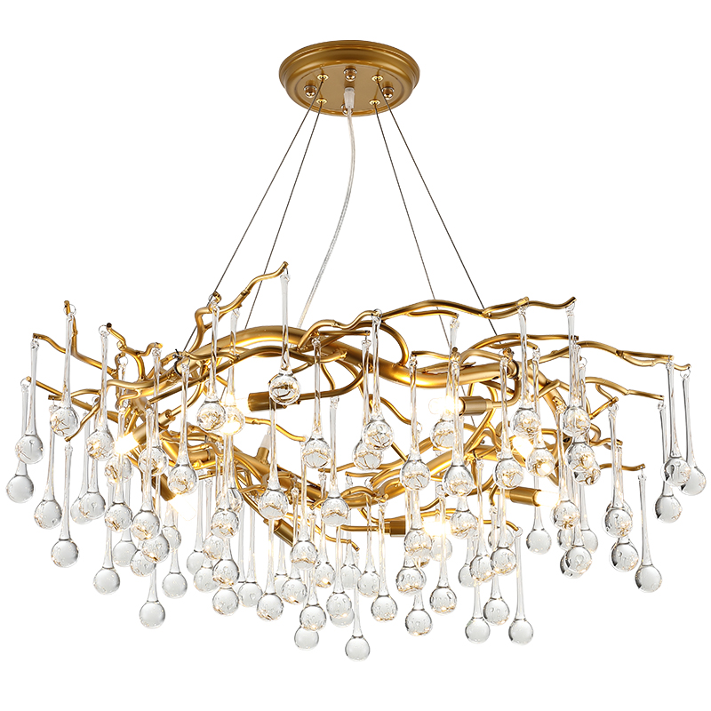 Люстра Droplet Chandelier 80 Золотой Прозрачное Стекло Люстра Droplet Chandelier 80 Золотой Прозрачное Стекло в Тюмени | Loft Concept