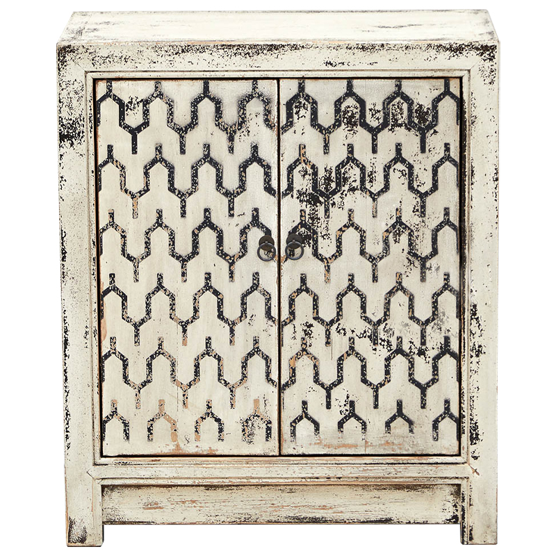 Комод в восточном стиле с геометрическим рисунком на дверцах Khushi Chest of Drawers ivory ( слоновая кость ) Черный Древесина в Тюмени | Loft Concept 