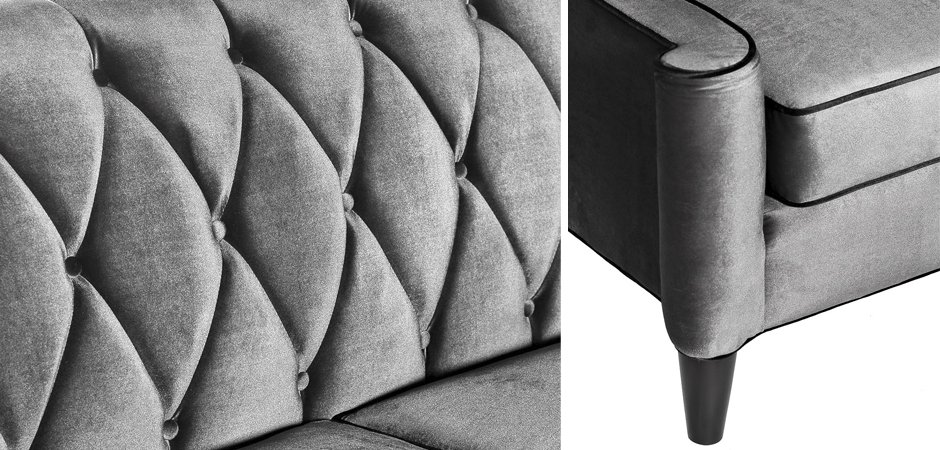 Диван Armen Living Barrister Gray Velvet Диван Armen Living Barrister Gray Velvet - Loft-Concept в Тюмени