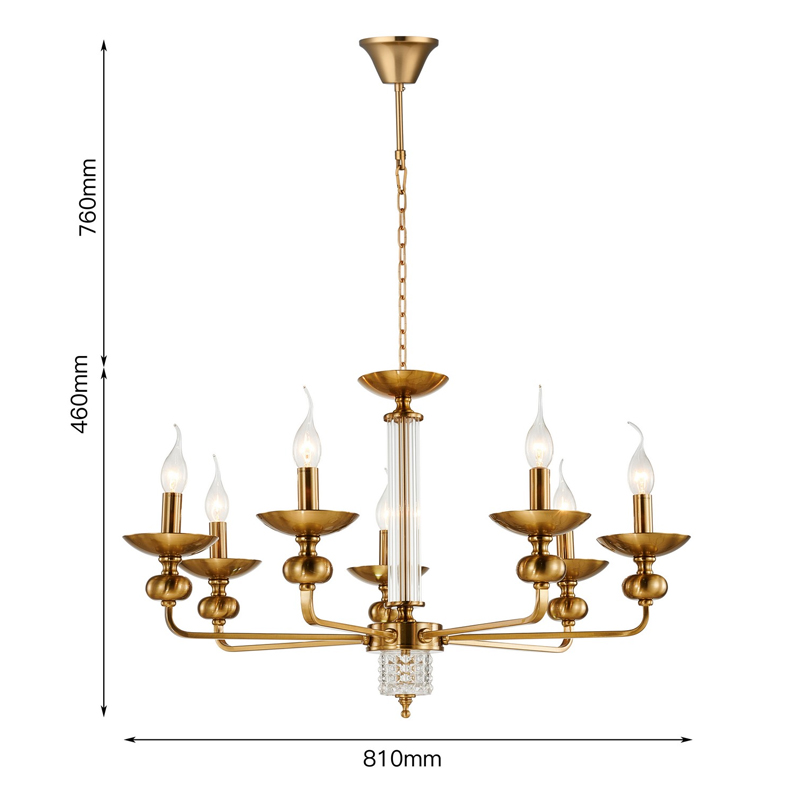 Люстра бронзового цвета со стеклянным декором Candelabrum D75 см Люстра бронзового цвета со стеклянным декором Candelabrum D75 см в Тюмени