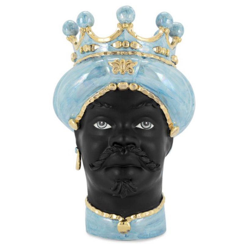 Ваза VASE MORO MAN MED. MOP blue Черный Светло-голубой Золотой Ваза VASE MORO MAN MED. MOP blue Черный Светло-голубой Золотой в Тюмени | Loft Concept