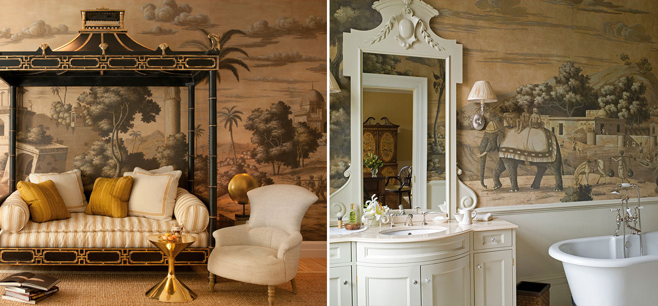 Обои ручная роспись Early Views of India Eau Forte on antique scenic Xuan paper - фото №2