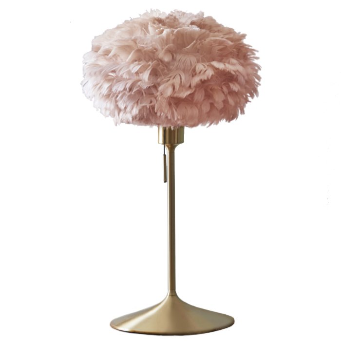 Настольная лампа из перьев Plumage Pink Розовый пастельный Белый Латунь Настольная лампа из перьев Plumage Pink Розовый пастельный Белый Латунь в Тюмени | Loft Concept
