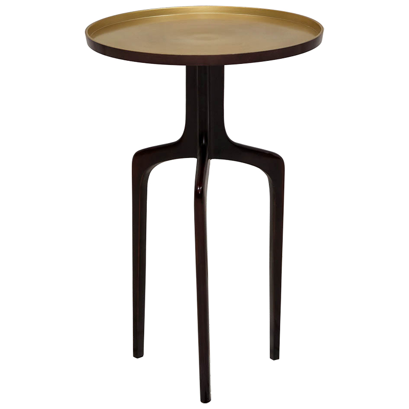 Приставной столик на трёх ножках Jose Tripod Coffee Table Коричневый Золотой Приставной столик на трёх ножках Jose Tripod Coffee Table Коричневый Золотой в Тюмени | Loft Concept