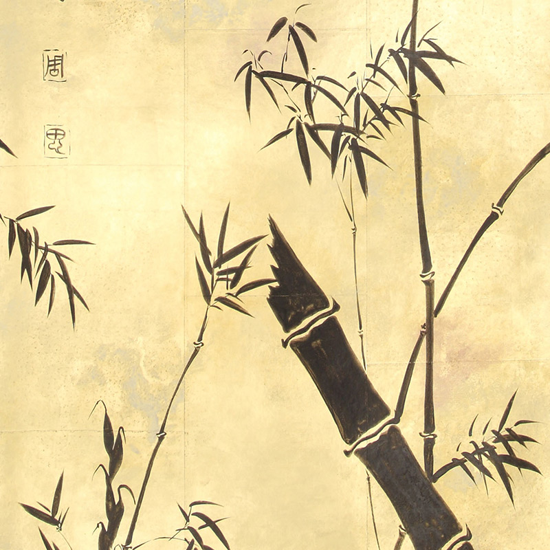 Обои ручная роспись Bamboo Quicksilver on Warm Gold gilded tea paper Обои ручная роспись Bamboo Quicksilver on Warm Gold gilded tea paper в Тюмени | Loft Concept