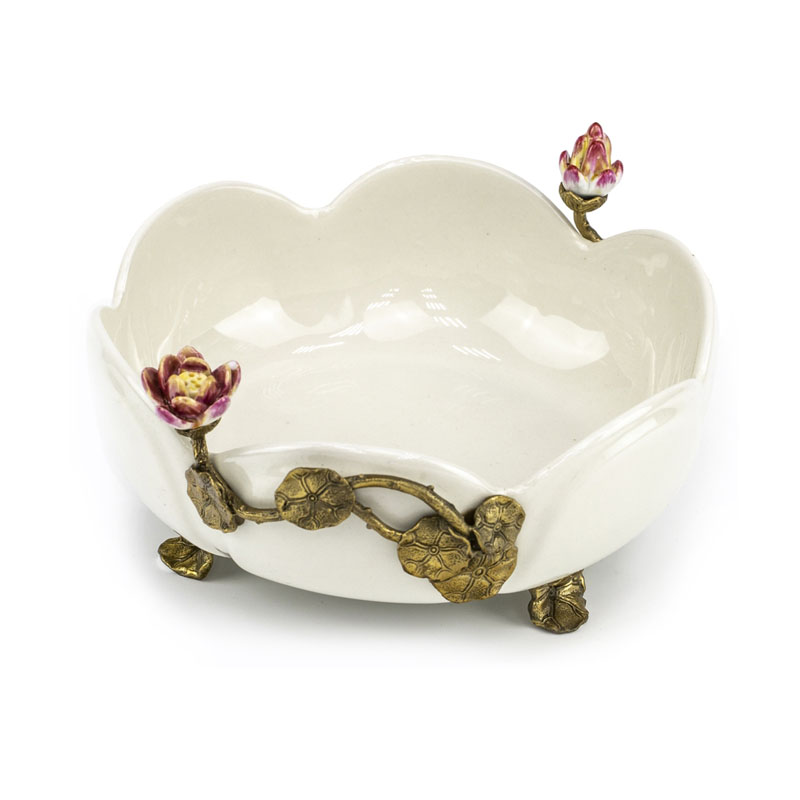 Блюдо Dish White Flower Бронза Белый Блюдо Dish White Flower Бронза Белый в Тюмени | Loft Concept