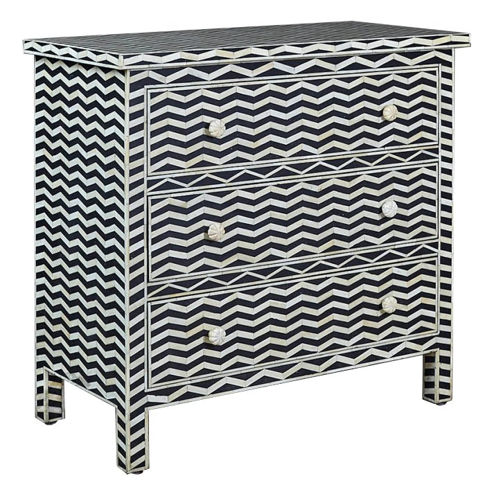 Комод инкрустация костью Inlaid Bone Chevron Белый Черный Комод инкрустация костью Inlaid Bone Chevron Белый Черный в Тюмени | Loft Concept