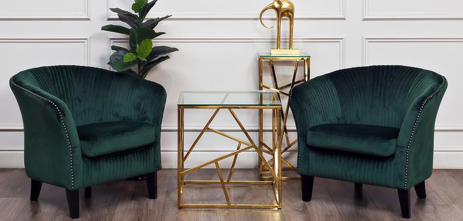 Приставной стол Serene Furnishing Gold Clear Glass Top Side Table Приставной стол Serene Furnishing Gold Clear Glass Top Side Table - Loft-Concept в Тюмени