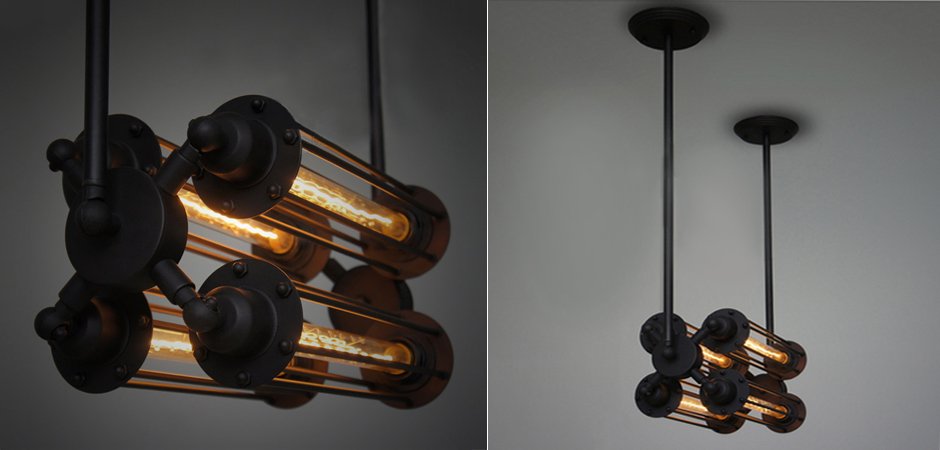 Подвесной светильник Loft Industrial Edison Cage Horizontal Quatro Подвесной светильник Loft Industrial Edison Cage Horizontal Quatro - Loft-Concept в Тюмени