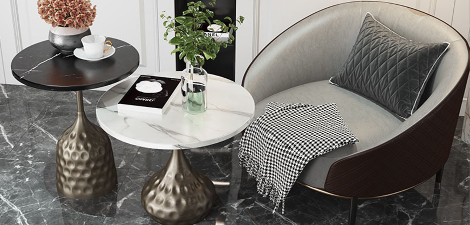 Приставной стол Cluster Surface Bronze White Stone Side Table Приставной стол Cluster Surface Bronze White Stone Side Table - Loft-Concept в Тюмени