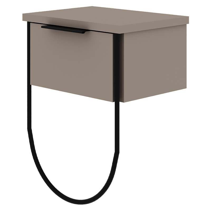 Прикроватная тумба бежево-серого цвета с откидной дверцей NORFOLK NIGHTSTAND LIGHT MOCHA Бежево-серый Черный Прикроватная тумба бежево-серого цвета с откидной дверцей NORFOLK NIGHTSTAND LIGHT MOCHA Бежево-серый Черный в Тюмени | Loft Concept