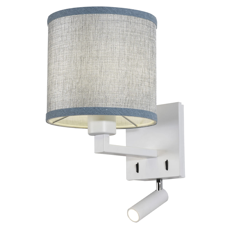 Бра с абажуром и поворотным спотом Trumpet Lamp White Серый Белый Бра с абажуром и поворотным спотом Trumpet Lamp White Серый Белый в Тюмени | Loft Concept