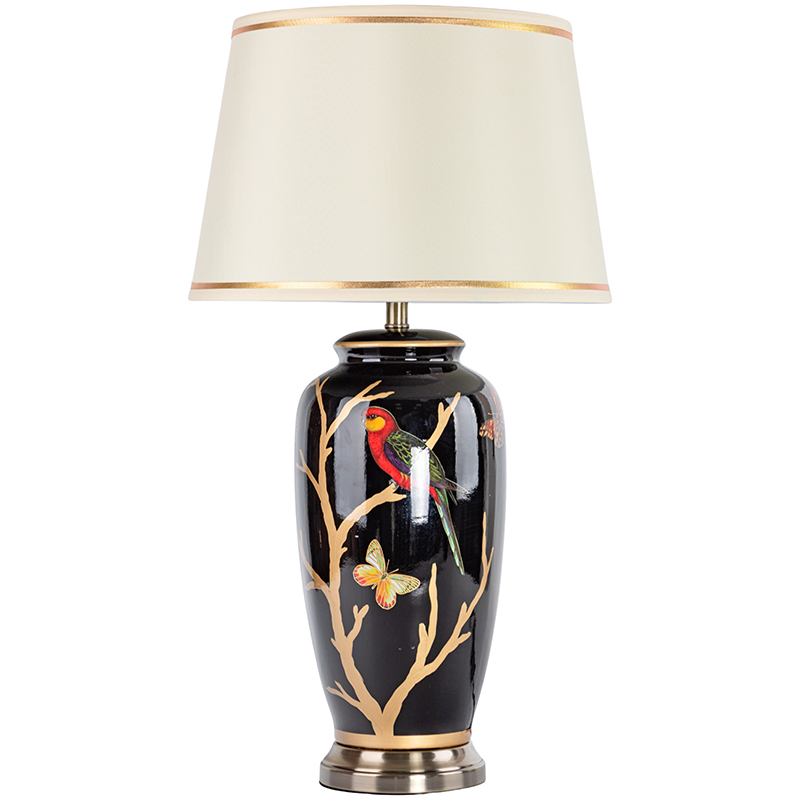 Настольная лампа с абажуром Bird on Golden Branches Black Lampshade Черный Бежевый Красный Золотой Настольная лампа с абажуром Bird on Golden Branches Black Lampshade Черный Бежевый Красный Золотой в Тюмени | Loft Concept