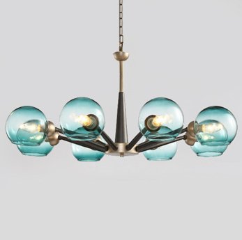 Люстра Thalia chandelier Blue glass Золотой Светло-голубой Черный Люстра Thalia chandelier Blue glass Золотой Светло-голубой Черный в Тюмени | Loft Concept