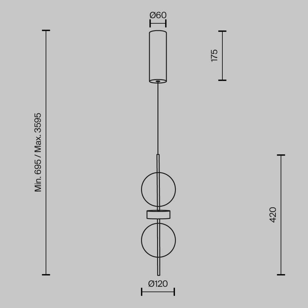 Подвесной светильник с плафоном из стекла с зеркальным градиентом Double Moon в Тюмени