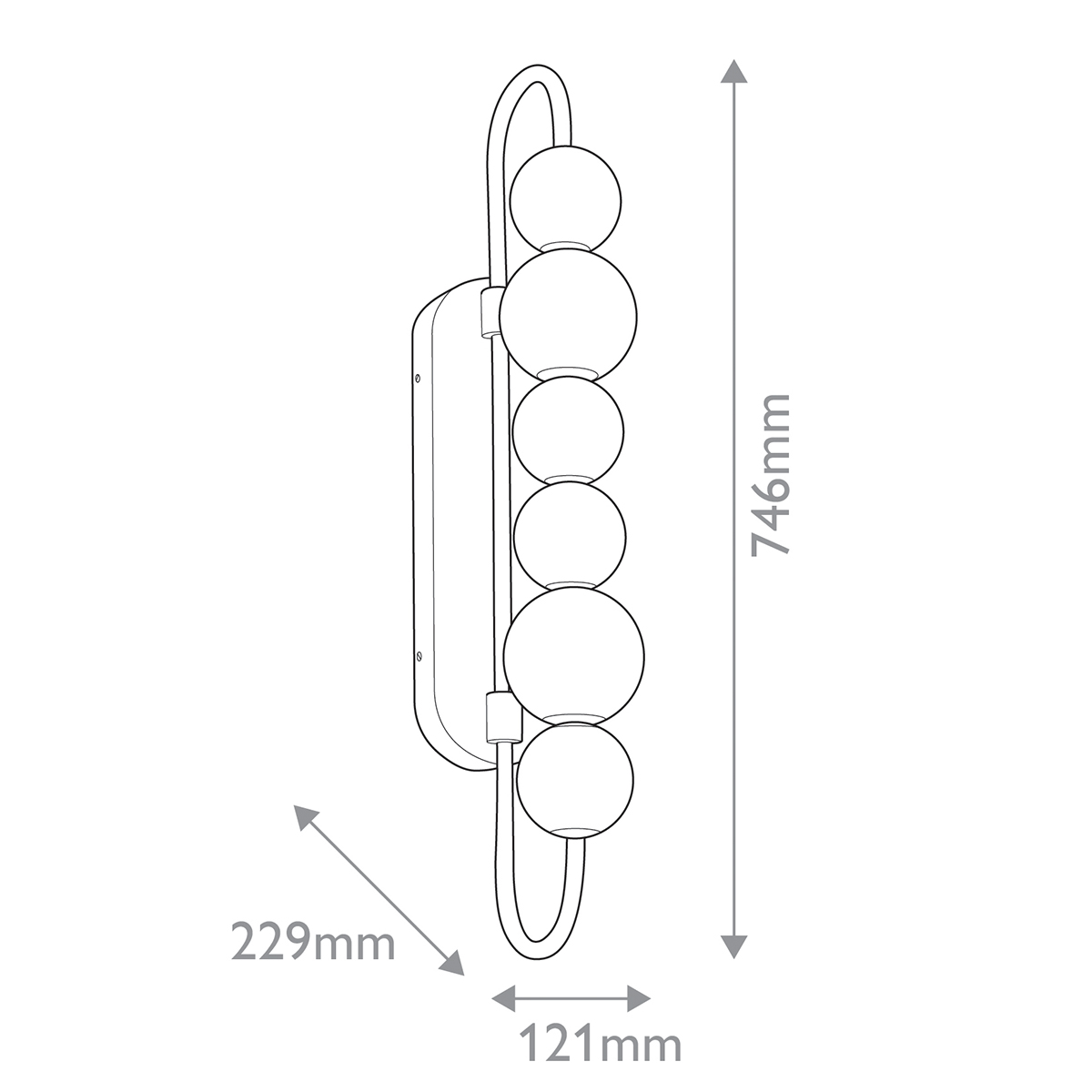 Бра цвета латунь с 6-ю рифлеными плафонами шаровидной формы Alora в Тюмени