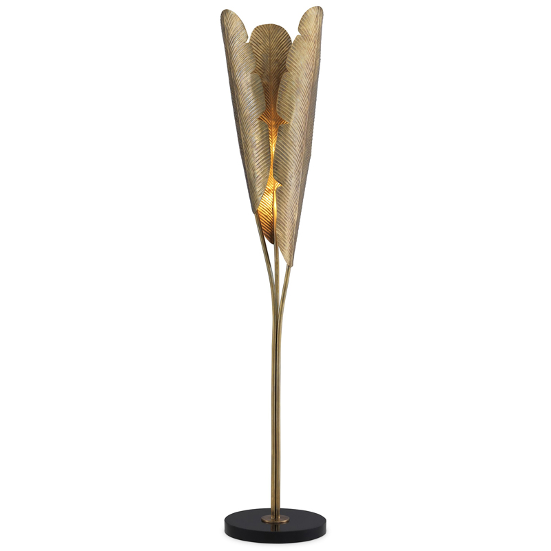 Торшер Eichholtz Floor Lamp Plantain Винтажная латунь Черный Торшер Eichholtz Floor Lamp Plantain Винтажная латунь Черный в Тюмени | Loft Concept