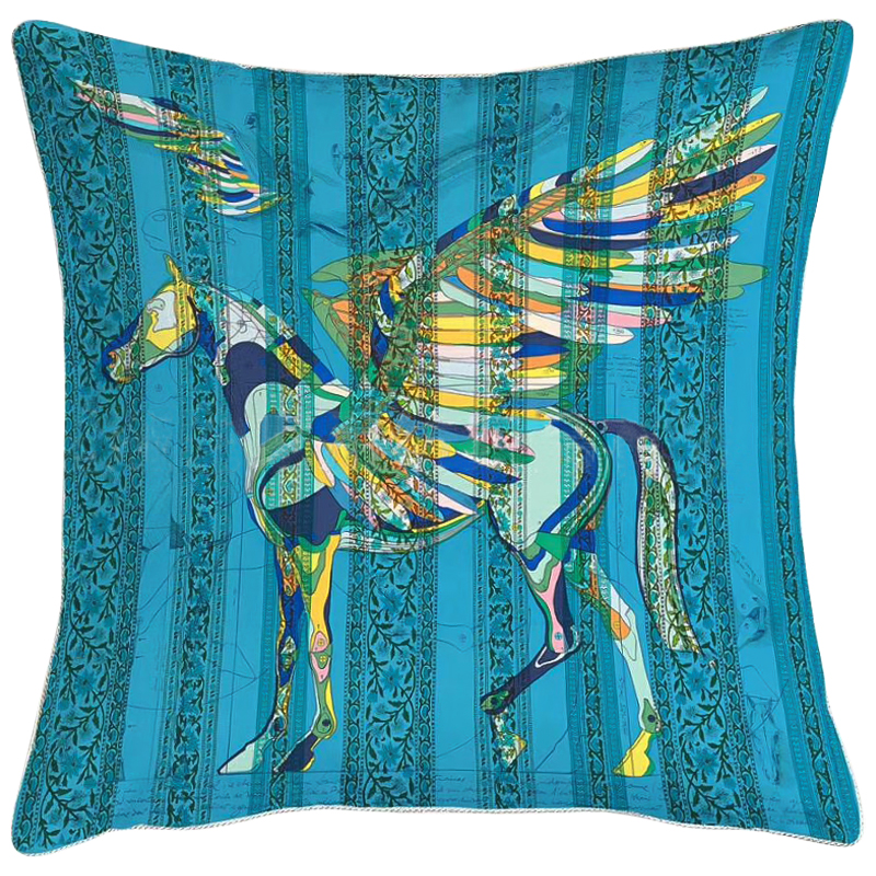 Декоративная подушка Hermes Horse 124 Бирюзовый Синий Желтый Декоративная подушка Hermes Horse 124 Бирюзовый Синий Желтый в Тюмени | Loft Concept