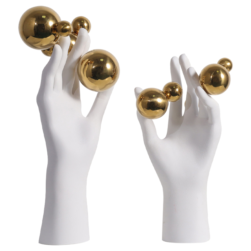 Декоративная статуэтка Hand with Spheres Statuette Белый Глянцевое золото Декоративная статуэтка Hand with Spheres Statuette Белый Глянцевое золото в Тюмени | Loft Concept