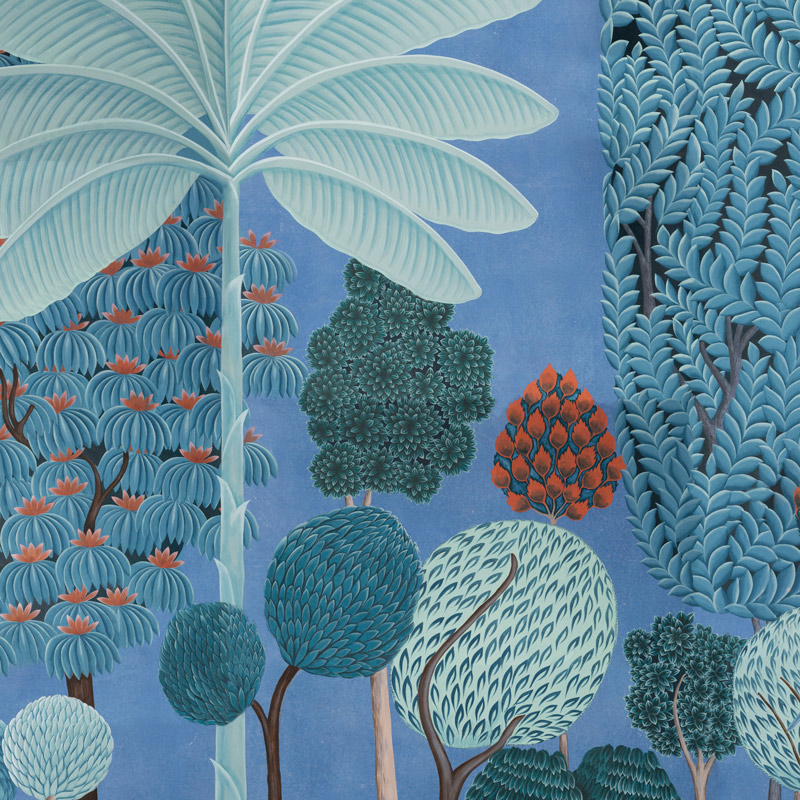 Обои ручная роспись Malwa Special Colourway on blue painted Xuan paper Обои ручная роспись Malwa Special Colourway on blue painted Xuan paper в Тюмени | Loft Concept
