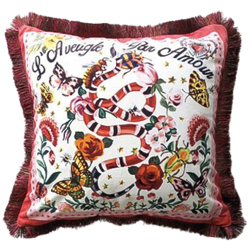 Декоративная подушка Cтиль Gucci Micrurus Мульти Бежевый Декоративная подушка Cтиль Gucci Micrurus Мульти Бежевый в Тюмени | Loft Concept