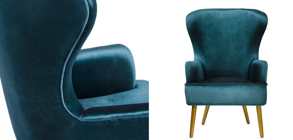 Кресло Wingback Dining Chair turquoise velor Кресло Wingback Dining Chair turquoise velor - Loft-Concept в Тюмени