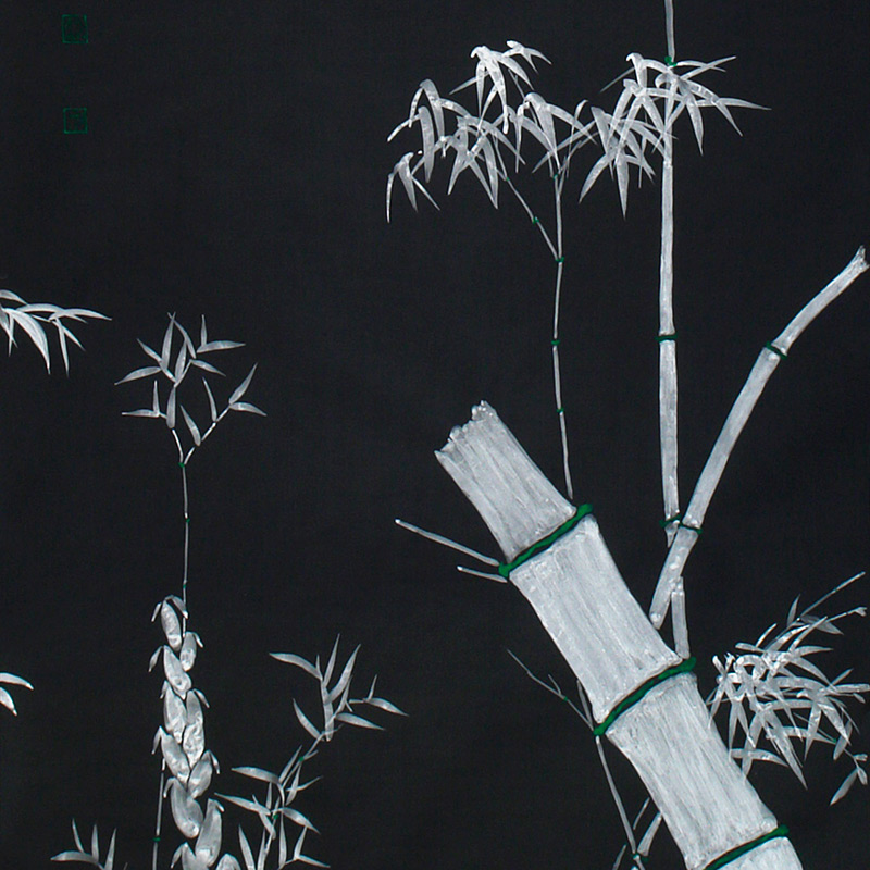Обои ручная роспись Bamboo Argent on Pitch dyed silk Обои ручная роспись Bamboo Argent on Pitch dyed silk в Тюмени | Loft Concept