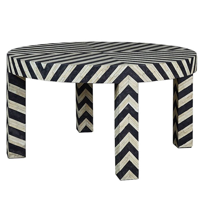 Кофейный стол Inlaid Bone Zigzag Белый Черный Кофейный стол Inlaid Bone Zigzag Белый Черный в Тюмени | Loft Concept