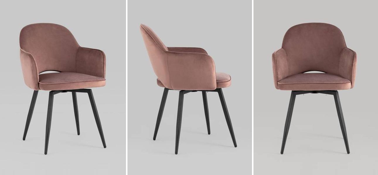 Стул SHARRON Вращающийся Пыльно-Розовый Велюр - фото