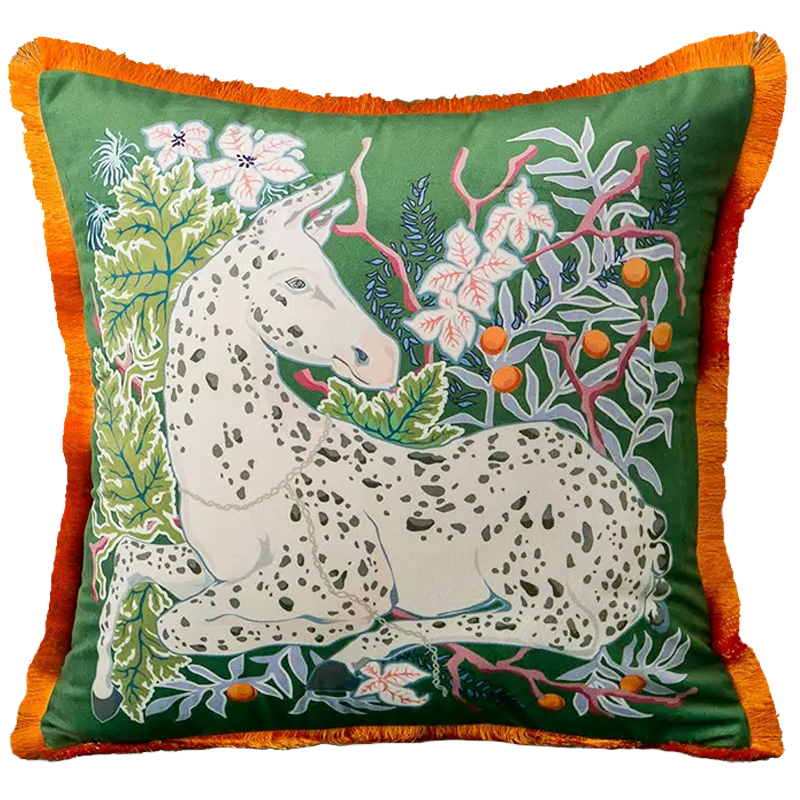 Декоративная подушка Horse on Botanical Green Cushion Мульти Зеленый Декоративная подушка Horse on Botanical Green Cushion Мульти Зеленый в Тюмени | Loft Concept
