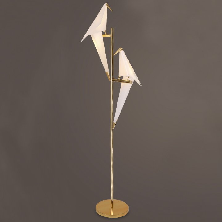 Торшер Origami Bird Floor two lamps Латунь Белый Торшер Origami Bird Floor two lamps Латунь Белый в Тюмени | Loft Concept