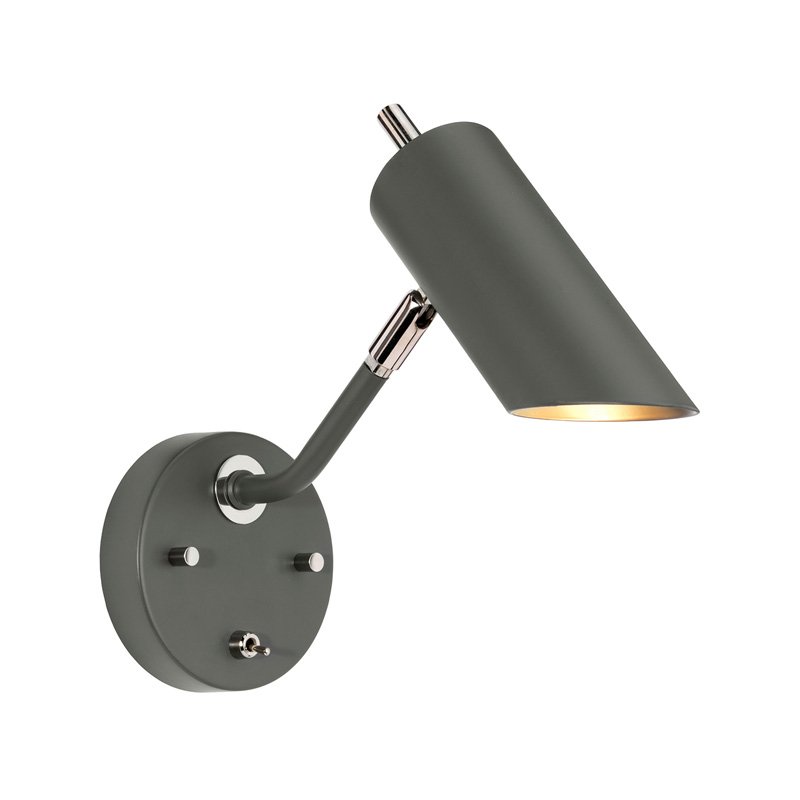 Бра с цилиндрическим плафоном и круглым основанием с выключателем Elstead Lighting Никель Серый в Тюмени | Loft Concept 