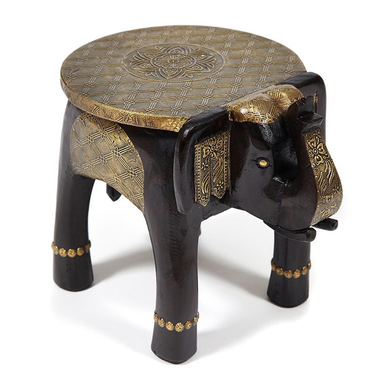Журнальный стол Antique Indian Brass Mango Wood Elephant Table Черный Латунь Журнальный стол Antique Indian Brass Mango Wood Elephant Table Черный Латунь в Тюмени | Loft Concept
