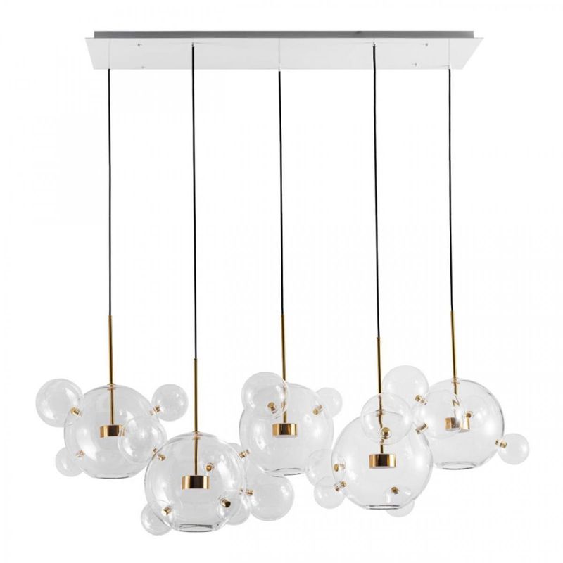 Линейный Светодиодный Светильник Giopato & Coombes Bubble Chandelier Linear Circle 5 плафонов Белый Золотой Прозрачное Стекло Линейный Светодиодный Светильник Giopato & Coombes Bubble Chandelier Linear Circle 5 плафонов Белый Золотой Прозрачное Стекло в Тюмени | Loft Concept